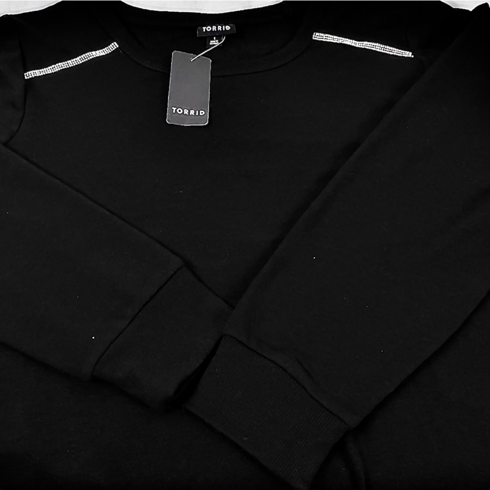 Torrid black studded rhinestone sweater soft luxurious beautiful dressy elegant - Picture 5 of 13